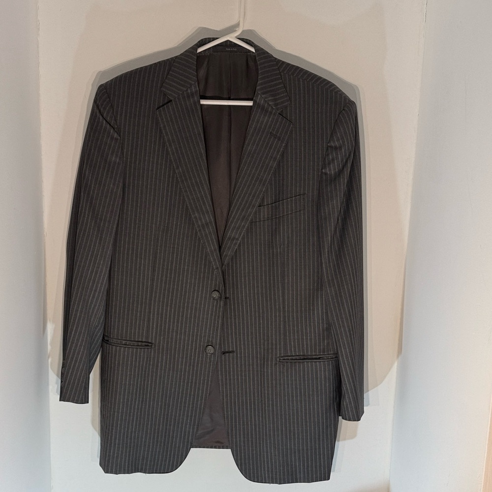 Ermenegildo ZegnaCharcoal Pinstripe Men's Traveler Jacket